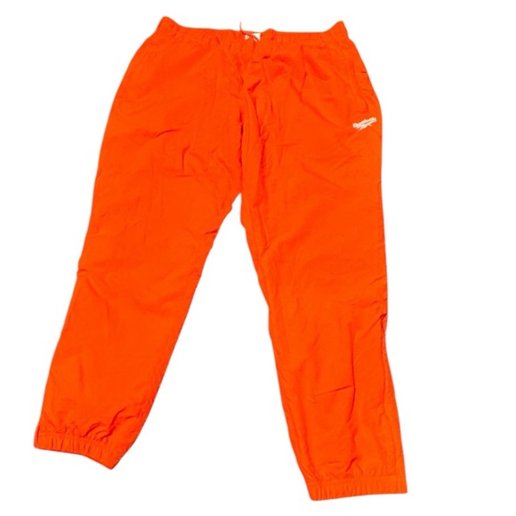 Reebok Women's Bright Orange Track Pants Size 2XL Ankle Zip Large Logo Joggers - Picture 6 of 8